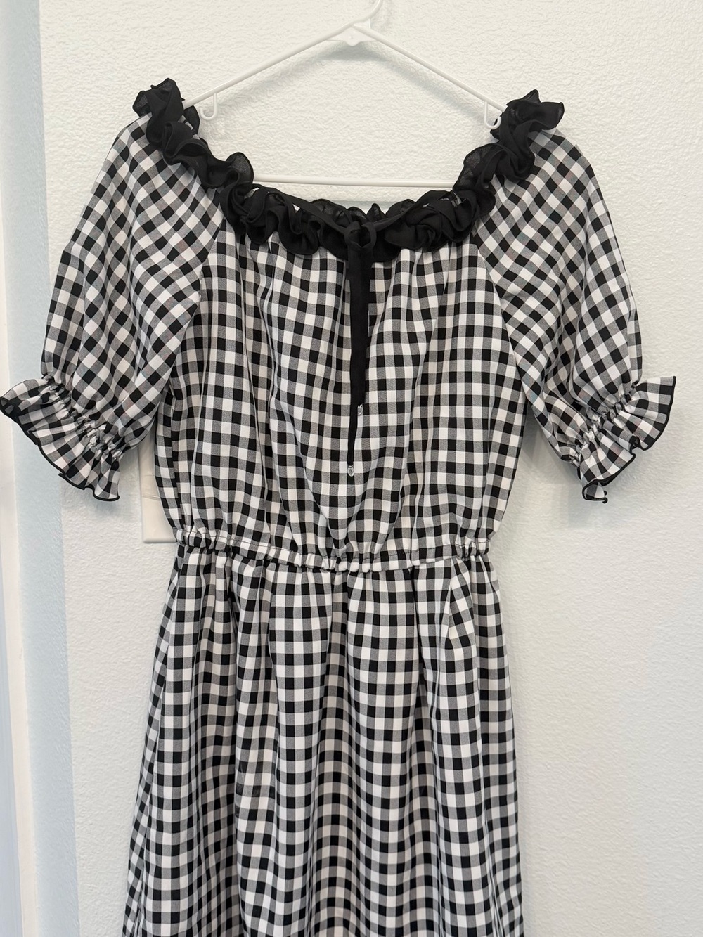 LODISPOTTO Gingham Dress Black White Coquette Ruffle Japanese J-Fashion